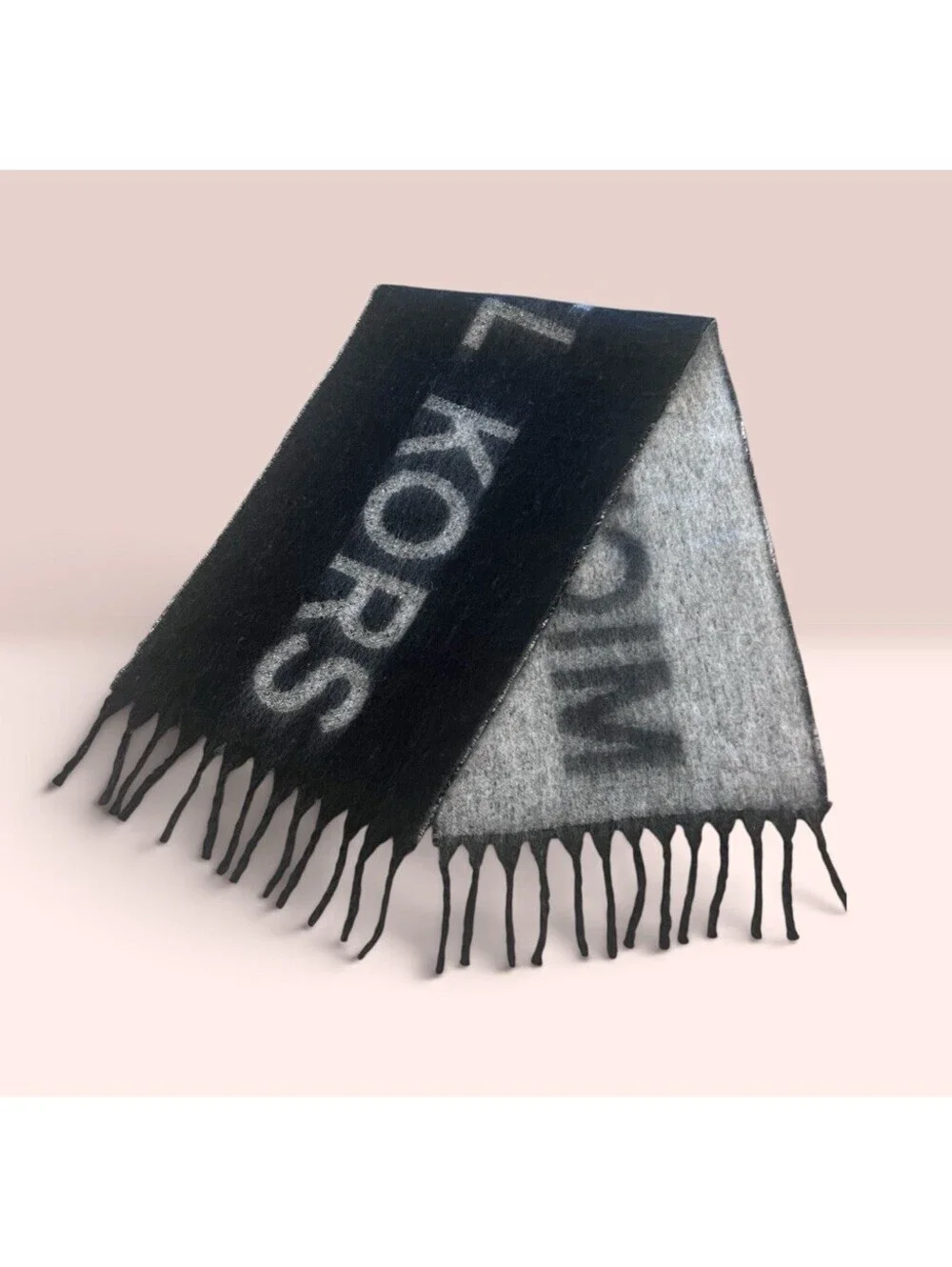 Michael Kors Women's Black /Grey Logo Big Wrap Scarf